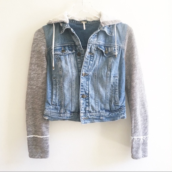 Free People Jackets & Blazers - ✨ Free People Denim Jacket Hoodie Distressed XS
